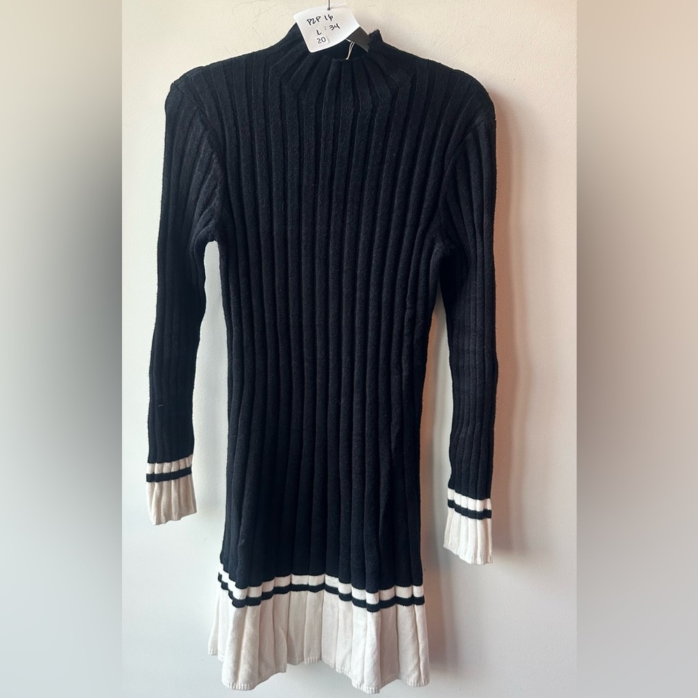 🆕 Able Los Angeles Black Ribbed Knit Sweater Dress, P2P 16, Size S